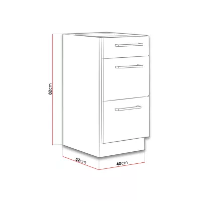 Dolná šuplíková kuchynská skrinka 40 cm ZHILAN - dub lancelot / lesklá biela