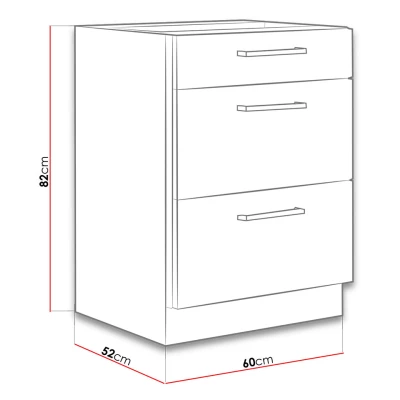 Dolná šuplíková kuchynská skrinka 60 cm ZHILAN - dub lancelot / lesklá biela