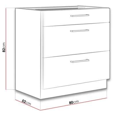 Dolná šuplíková kuchynská skrinka 80 cm ZHILAN - dub lancelot / lesklá biela