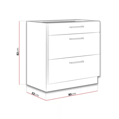 Dolná šuplíková kuchynská skrinka 80 cm ZHILAN - dub lancelot / lesklá biela