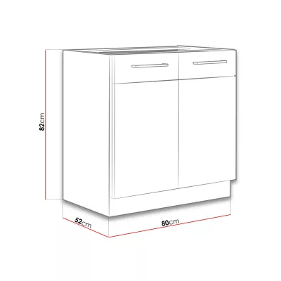 Dolná dvojdverová kuchynská skrinka 80 cm ZHILAN - dub lancelot / lesklá biela