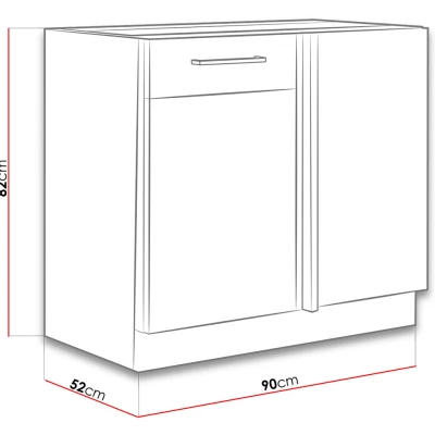 Dolná kuchynská skrinka 90 cm ZHILAN - dub lancelot / lesklá biela