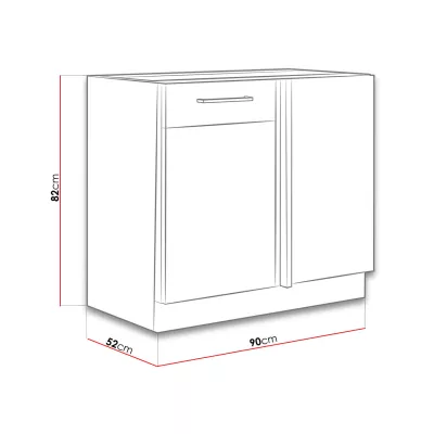 Dolná kuchynská skrinka 90 cm ZHILAN - dub lancelot / lesklá biela