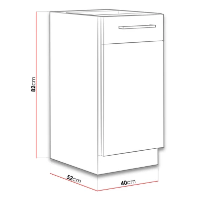 Dolná jednodverová kuchynská skrinka 40 cm ZHILAN - dub lancelot / lesklá biela
