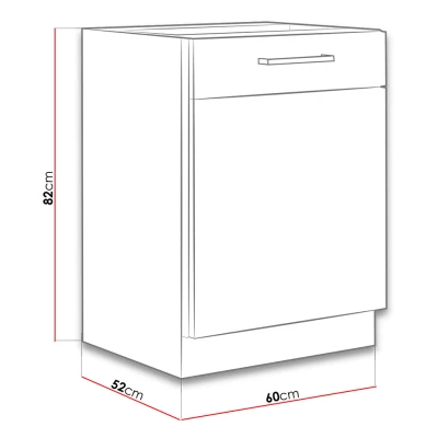 Dolná jednodverová kuchynská skrinka 60 cm ZHILAN - dub lancelot / lesklá biela