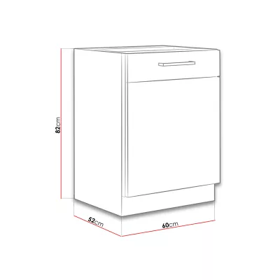 Dolná jednodverová kuchynská skrinka 60 cm ZHILAN - dub lancelot / lesklá biela