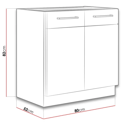 Kuchynská skrinka pod drez 80 cm ZHILAN - dub lancelot / lesklá biela