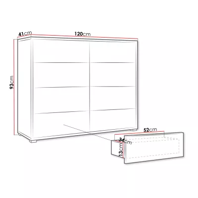Veľká komoda so zásuvkami FILA - kašmír