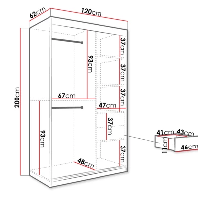 Moderná úzka šatníková skriňa 120 cm so šuplíkmi CARSON 2 - čierny mramor / čierna / zlatá