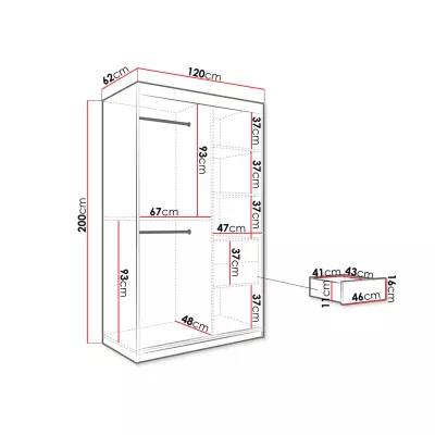 Moderná úzka šatníková skriňa 120 cm so šuplíkmi CARSON 2 - čierny mramor / čierna / zlatá