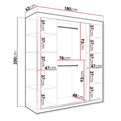 Moderná šatníková skriňa 180 cm CARSON 2 - biely mramor / biela / zlatá