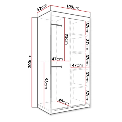 Moderná úzka šatníková skriňa 100 cm CARSON 2 - čierny mramor / čierna / zlatá