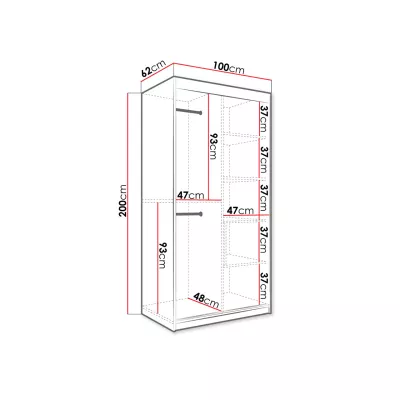 Moderná úzka šatníková skriňa 100 cm CARSON 2 - čierny mramor / čierna / zlatá