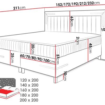 Dvojlôžková kontinentálna posteľ 200x200 BELIA 1 - strieborná + LED a topper ZDARMA