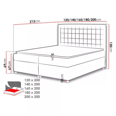 Hotelová manželská posteľ 180x200 SARITA - medová + topper ZDARMA