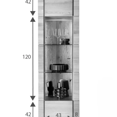 Presklená vitrína LELA - dub olejovaný
