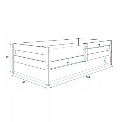 Detská posteľ 80x160 ZIXI s dvierkami - borovica