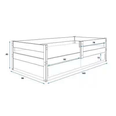 Detská posteľ 80x160 ZIXI s dvierkami - borovica