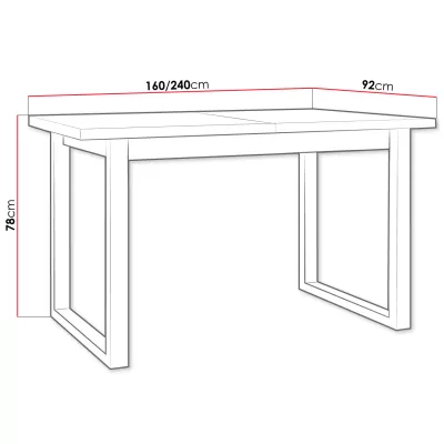 Rozkladací jedálenský stôl 160x92 cm ALVARADO 4 - biely / čierny