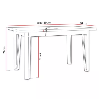 Rozkladací stôl do kuchyne 140x80 cm ALVARADO 6 - dub sonoma / čierny
