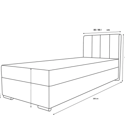 Čalúnená posteľ 90x200 ELSIE 3 s úložným priestorom - horčicová, pravé prevedenie