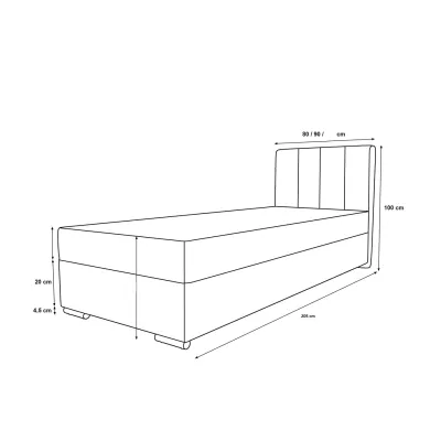 Čalúnená posteľ 90x200 ELSIE 3 s úložným priestorom - horčicová, pravé prevedenie