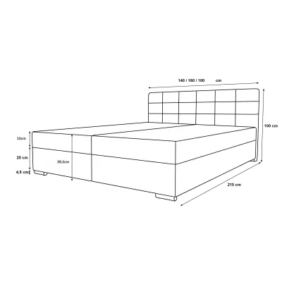 Čalúnená posteľ 160x200 ELSIE 3 s úložným priestorom - šedá