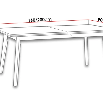 Rozkladací stôl do jedálne 160x90 cm ANGLETON 8 - biely / čierny