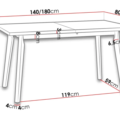 Rozkladací jedálenský stôl 140x80 AMES 5 - dub artisan / biely