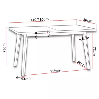 Rozkladací jedálenský stôl 140x80 AMES 5 - dub artisan / biely