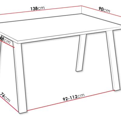Stôl do jedálne 138x90 cm KOCIO - dub artisan / čierny