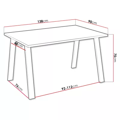 Stôl do jedálne 138x90 cm KOCIO - dub lancelot / čierny