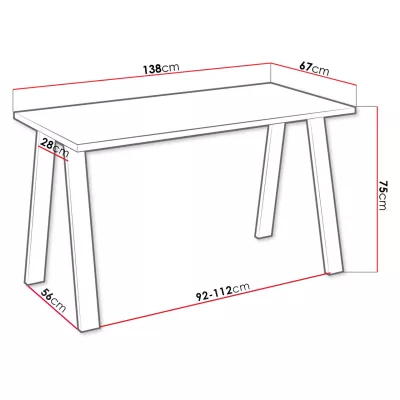 Stôl do jedálne 138x67 cm KOCIO - biely / čierny