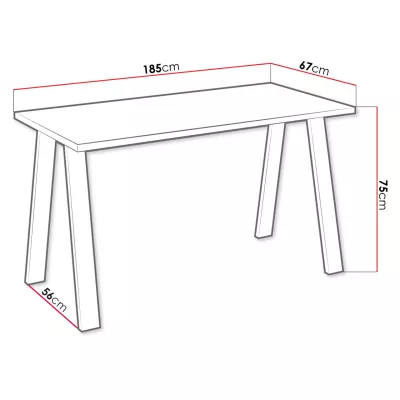 Stôl do jedálne 185x67 cm KOCIO - dub lancelot / čierny