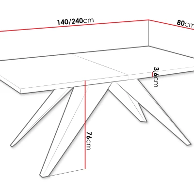 Jedálenský rozkladací stôl 140x80 cm EDGAR - čierny