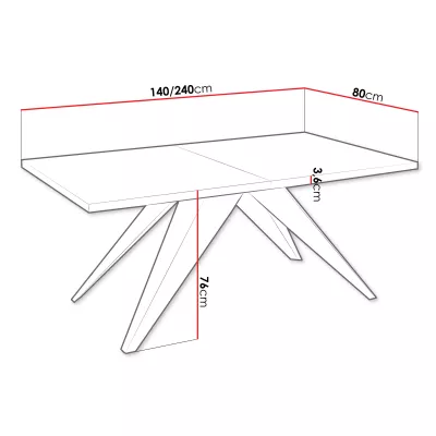 Jedálenský rozkladací stôl 140x80 cm EDGAR - dub lancelot / čierny