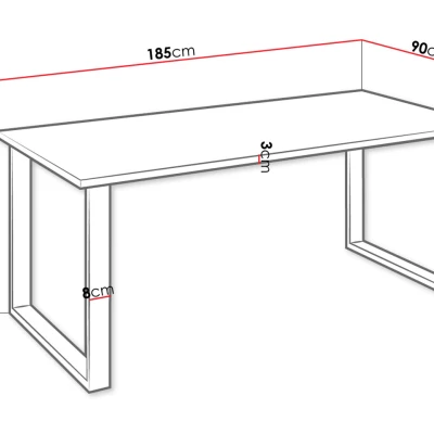 Jedálenský stôl 185x90 ​​cm IZMIR - biely / čierny