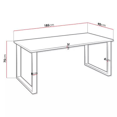 Jedálenský stôl 185x90 ​​cm IZMIR - biely / čierny