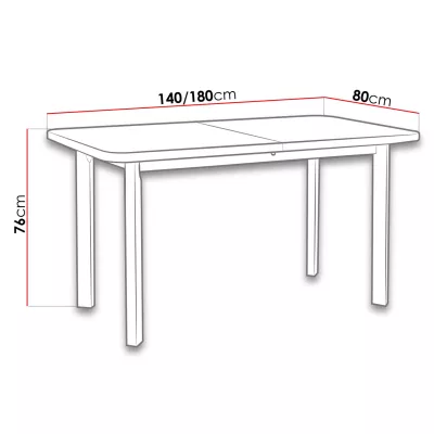 Jedálenský rozkladací stôl 140x80 cm BANGS 10 - jelša