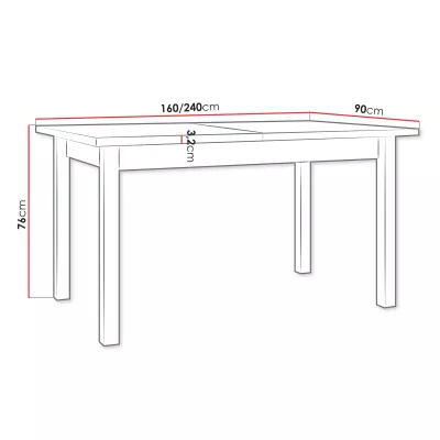 Rozkladací stôl do kuchyne 190x80 cm CAMBERT XL 2 - biely