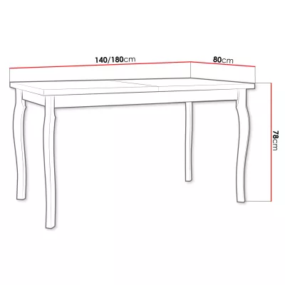 Rozkladací jedálenský stôl 140x80 cm ELISEK 5 - dub sonoma / čierny