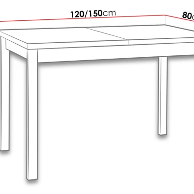 Rozkladací kuchynský stôl 120x80 cm ELISEK 1 - dub sonoma / čierny