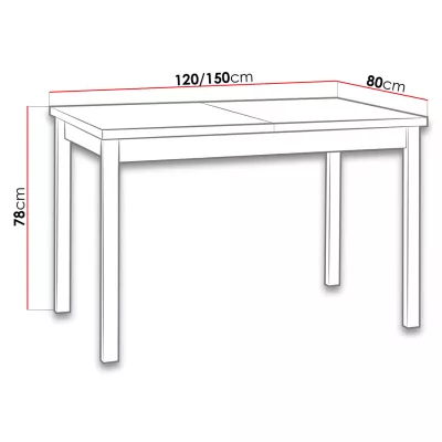 Rozkladací kuchynský stôl 120x80 cm ELISEK 1 - dub sonoma / čierny