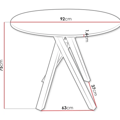 Malý okrúhly jedálenský stôl 92 cm BOMBEL - biely / čierny