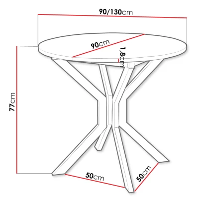 Malý okrúhly jedálenský stôl 90 cm DIAMENT 1 - šedý mramor / čierny