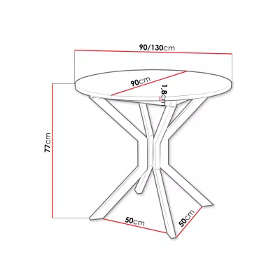 Malý okrúhly jedálenský stôl 90 cm DIAMENT 1 - dub kraft zlatý / čierny