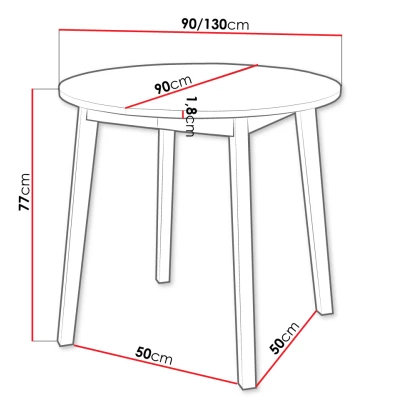 Malý okrúhly jedálenský stôl 90 cm DIAMENT 2 - šedý mramor / čierny