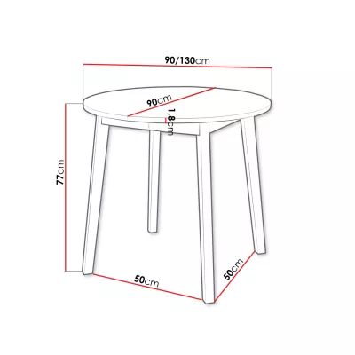 Malý okrúhly jedálenský stôl 90 cm DIAMENT 2 - biely / čierny