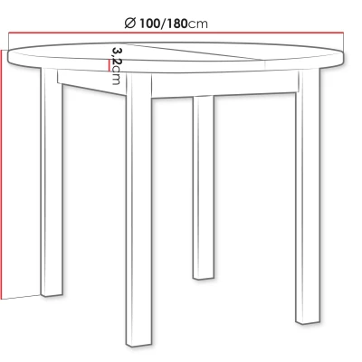 Malý rozkladací okrúhly kuchynský stôl 100 cm BAIRD 4 - biely