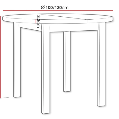 Malý rozkladací okrúhly jedálenský stôl 100 cm BAIRD 2 - dub artisan / čierny